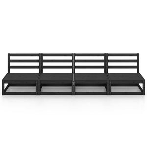 Outdoor-Sofa 4-Sitzer Schwarz Massivholz Kiefer