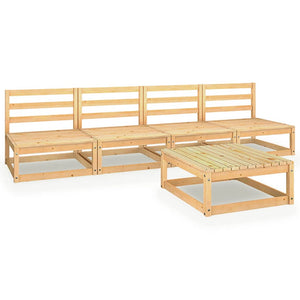 5-tlg. Garten-Lounge-Set Massivholz Kiefer