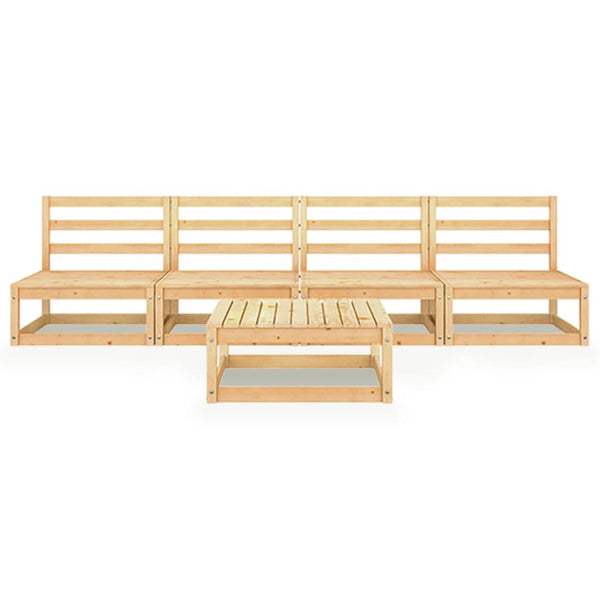 5-tlg. Garten-Lounge-Set Massivholz Kiefer
