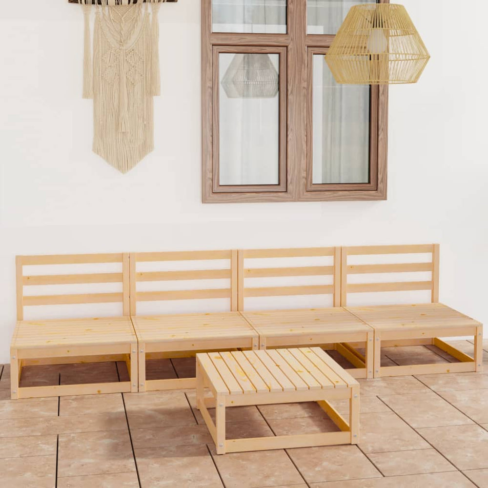 5-tlg. Garten-Lounge-Set Massivholz Kiefer