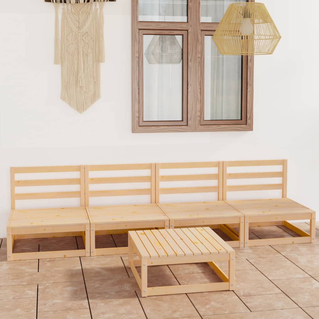 5-tlg. Garten-Lounge-Set Massivholz Kiefer