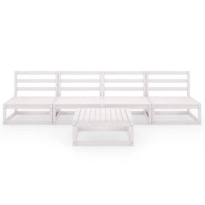 5-tlg. Garten-Lounge-Set Weiß Massivholz Kiefer