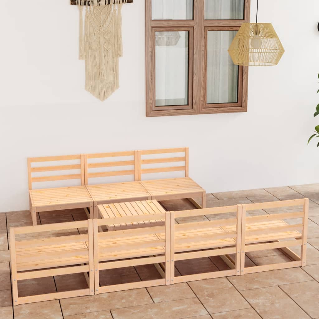 8-tlg. Garten-Lounge-Set Massivholz Kiefer
