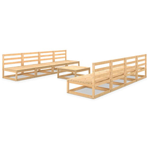 9-tlg. Garten-Lounge-Set Massivholz Kiefer