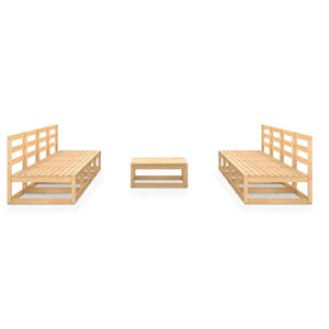 9-tlg. Garten-Lounge-Set Massivholz Kiefer