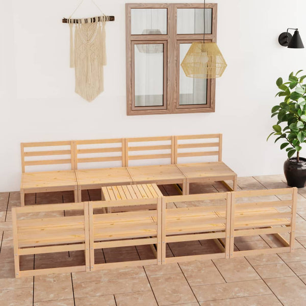 9-tlg. Garten-Lounge-Set Massivholz Kiefer
