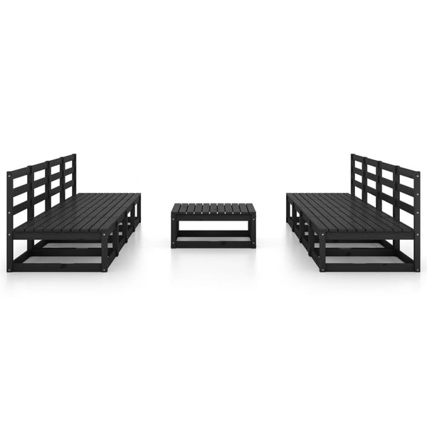 9-tlg. Garten-Lounge-Set Schwarz Massivholz Kiefer