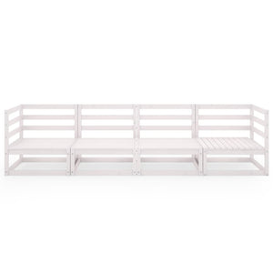 Outdoor-Sofa 4-Sitzer Weiß Massivholz Kiefer