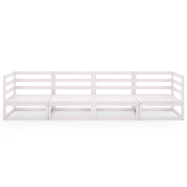 Outdoor-Sofa 4-Sitzer Weiß Massivholz Kiefer