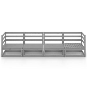 Outdoor-Sofa 4-Sitzer Grau Massivholz Kiefer