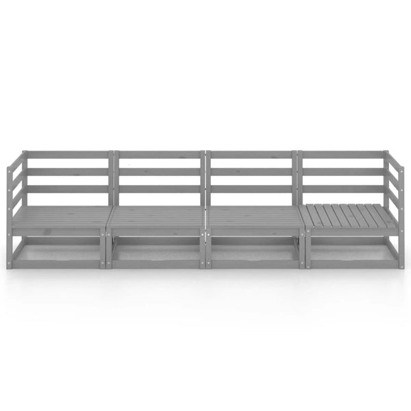 Outdoor-Sofa 4-Sitzer Grau Massivholz Kiefer