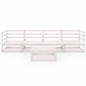 5-tlg. Garten-Lounge-Set Weiß Massivholz Kiefer