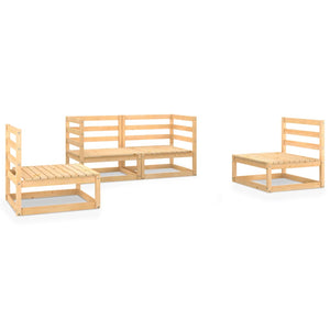 4-tlg. Garten-Lounge-Set Massivholz Kiefer