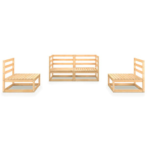 4-tlg. Garten-Lounge-Set Massivholz Kiefer