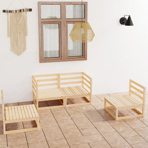 4-tlg. Garten-Lounge-Set Massivholz Kiefer
