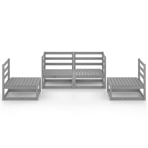 4-tlg. Garten-Lounge-Set Grau Massivholz Kiefer