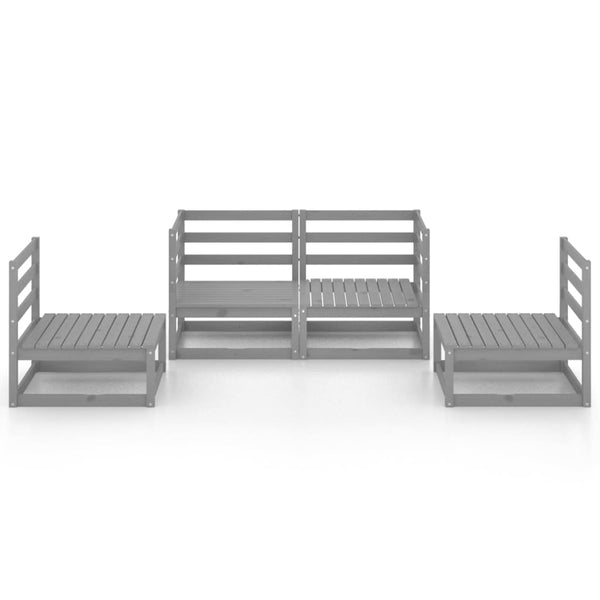 4-tlg. Garten-Lounge-Set Grau Massivholz Kiefer