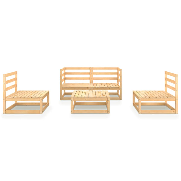 5-tlg. Garten-Lounge-Set Massivholz Kiefer