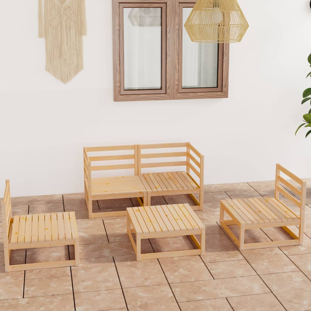 5-tlg. Garten-Lounge-Set Massivholz Kiefer