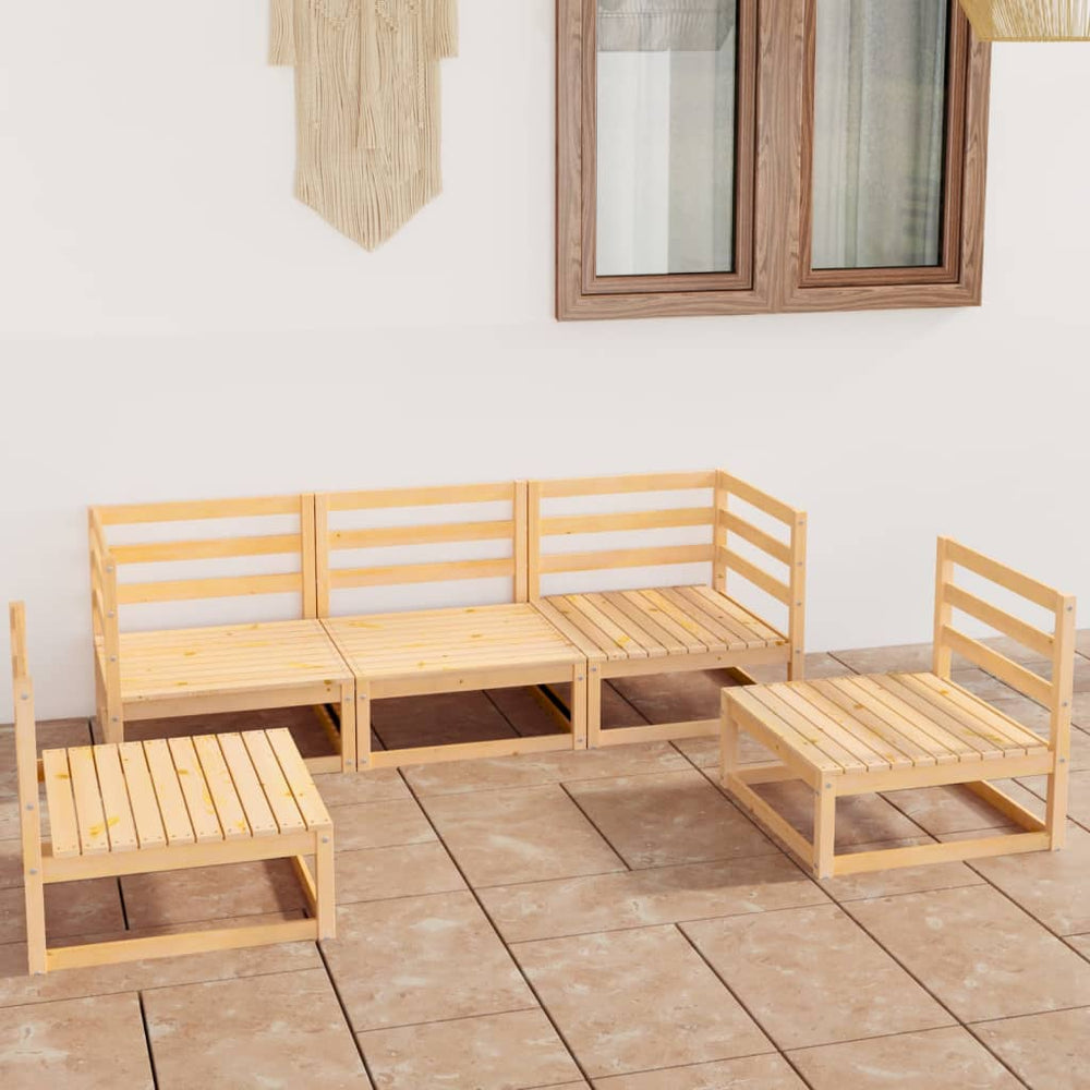 5-tlg. Garten-Lounge-Set Massivholz Kiefer
