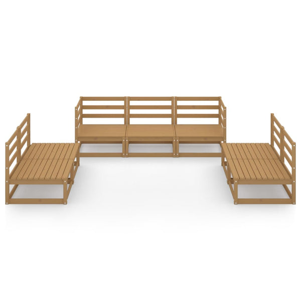 7-tlg. Garten-Lounge-Set Honigbraun Massivholz Kiefer