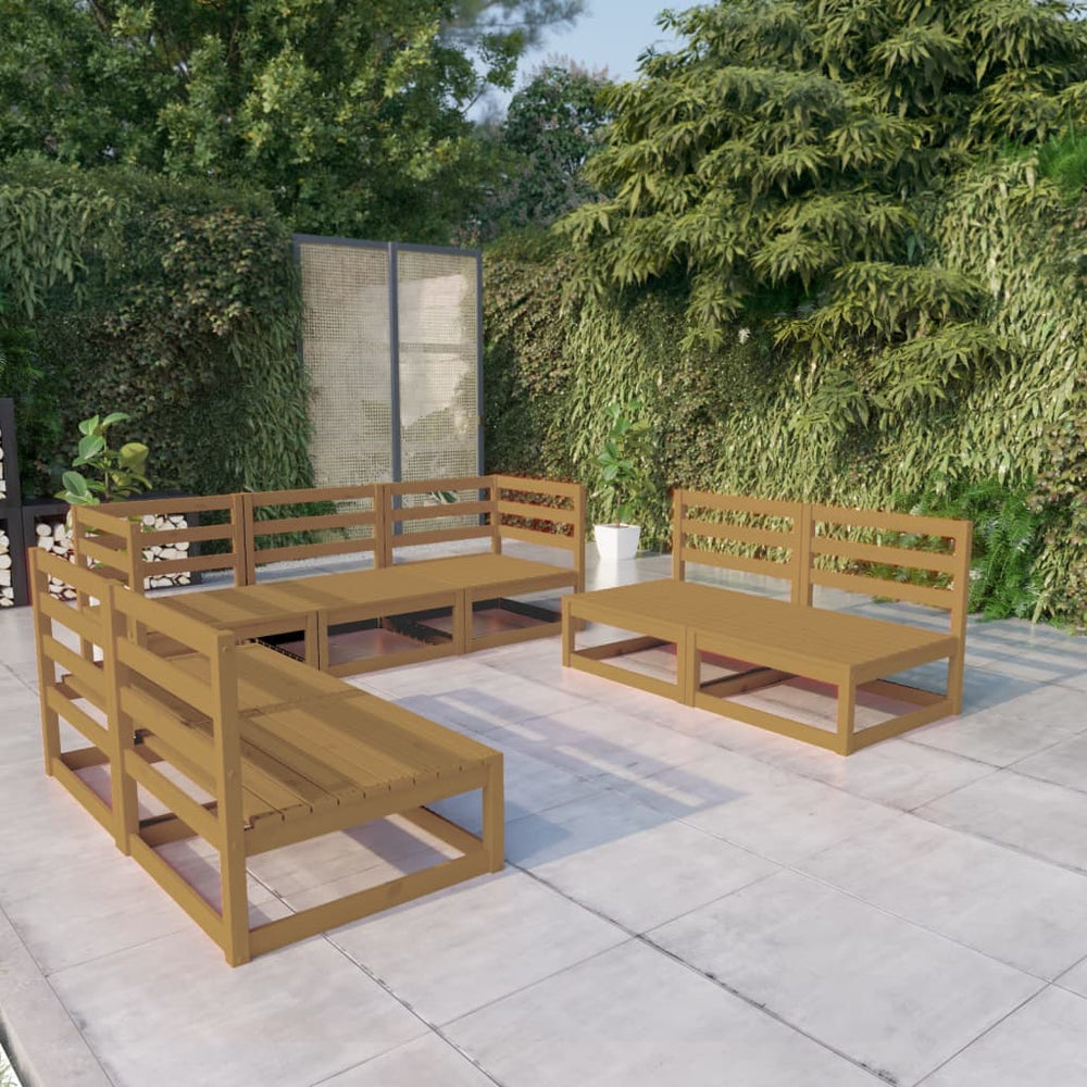 7-tlg. Garten-Lounge-Set Honigbraun Massivholz Kiefer
