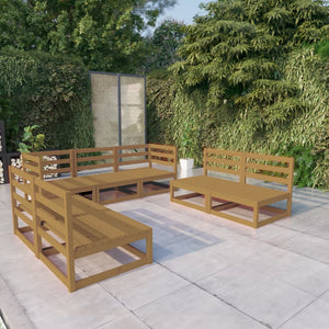7-tlg. Garten-Lounge-Set Honigbraun Massivholz Kiefer