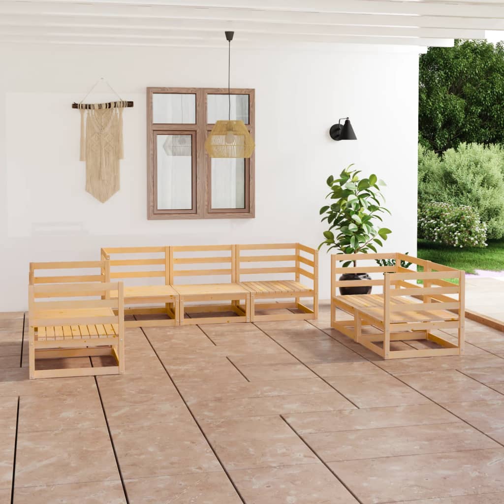7-tlg. Garten-Lounge-Set Massivholz Kiefer