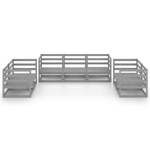 7-tlg. Garten-Lounge-Set Grau Massivholz Kiefer
