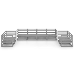 8-tlg. Garten-Lounge-Set Grau Massivholz Kiefer