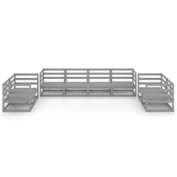 8-tlg. Garten-Lounge-Set Grau Massivholz Kiefer