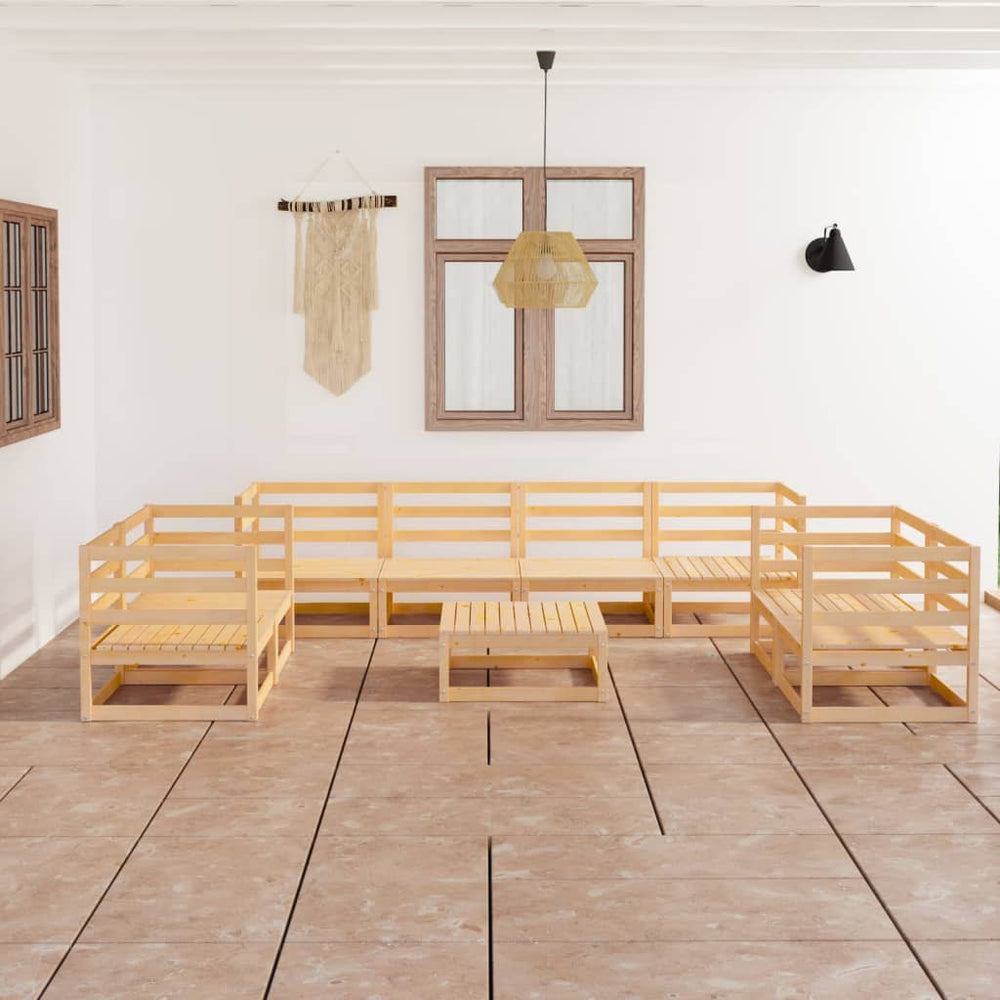 9-tlg. Garten-Lounge-Set Massivholz Kiefer