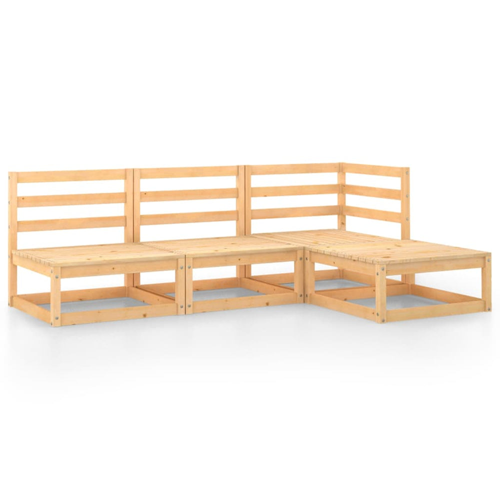 4-tlg. Garten-Lounge-Set Massivholz Kiefer