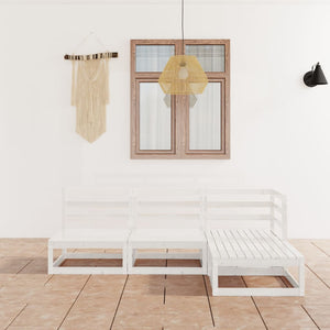4-tlg. Garten-Lounge-Set Weiß Massivholz Kiefer