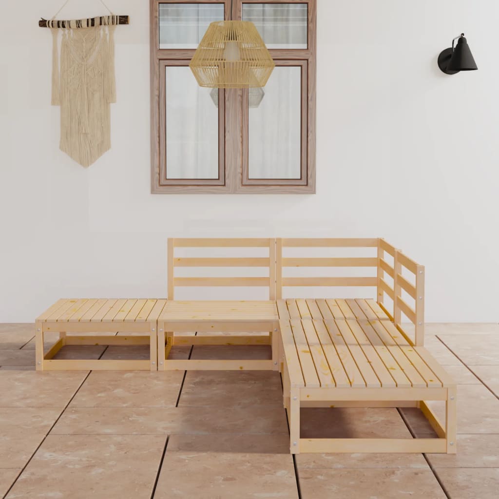 5-tlg. Garten-Lounge-Set Massivholz Kiefer