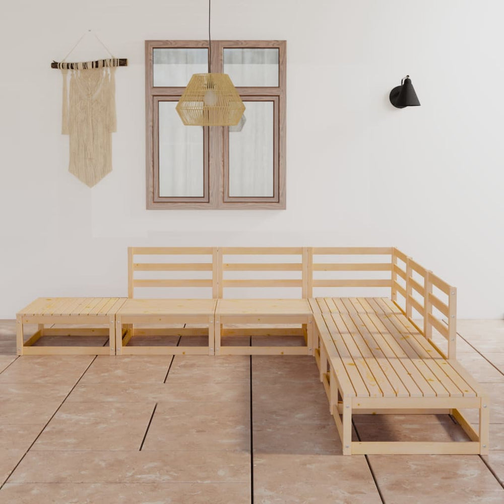 7-tlg. Garten-Lounge-Set Massivholz Kiefer