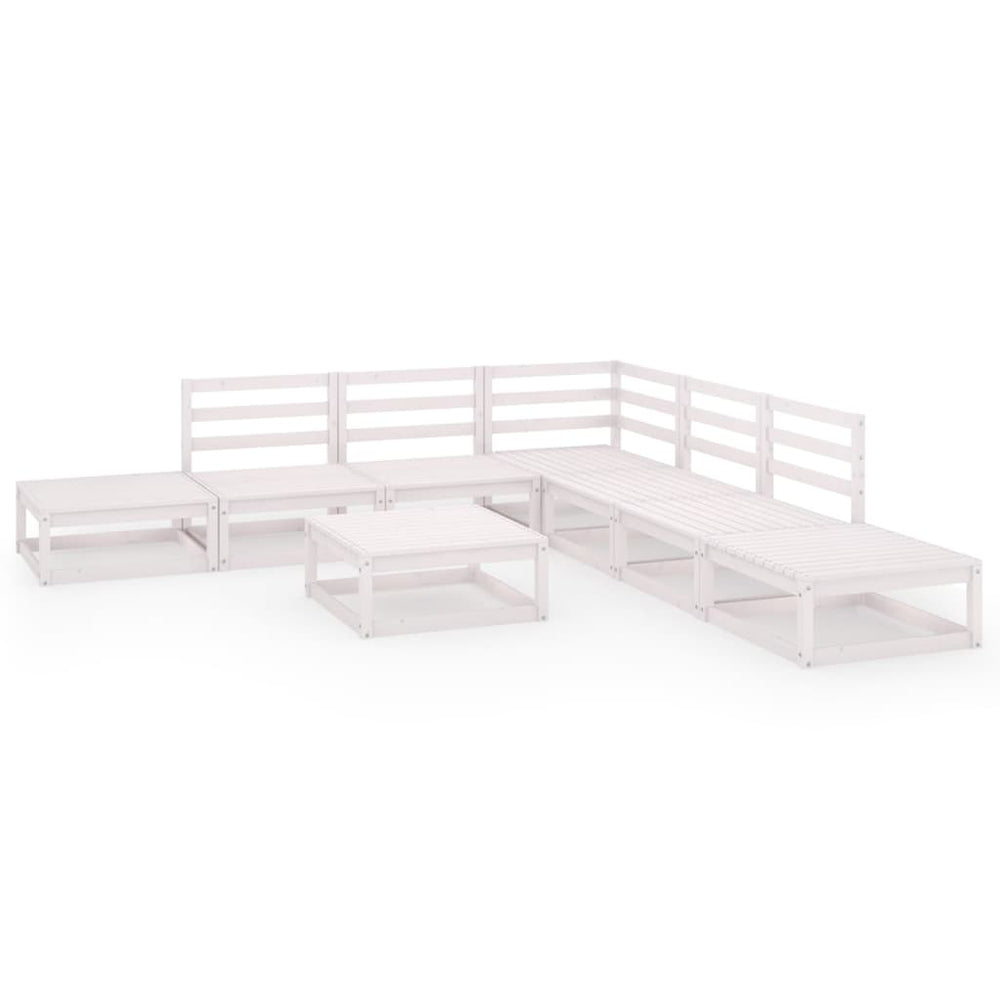 8-tlg. Garten-Lounge-Set Weiß Massivholz Kiefer