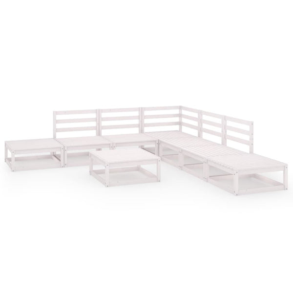8-tlg. Garten-Lounge-Set Weiß Massivholz Kiefer