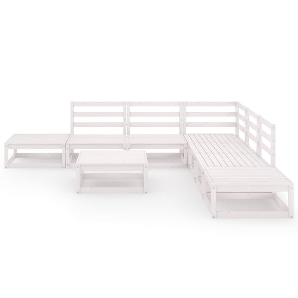 8-tlg. Garten-Lounge-Set Weiß Massivholz Kiefer