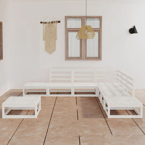 8-tlg. Garten-Lounge-Set Weiß Massivholz Kiefer
