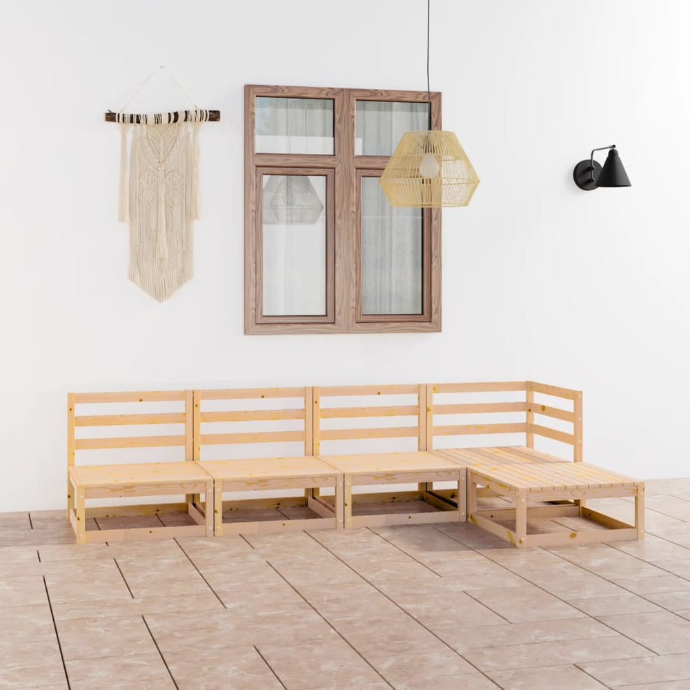5-tlg. Garten-Lounge-Set Massivholz Kiefer