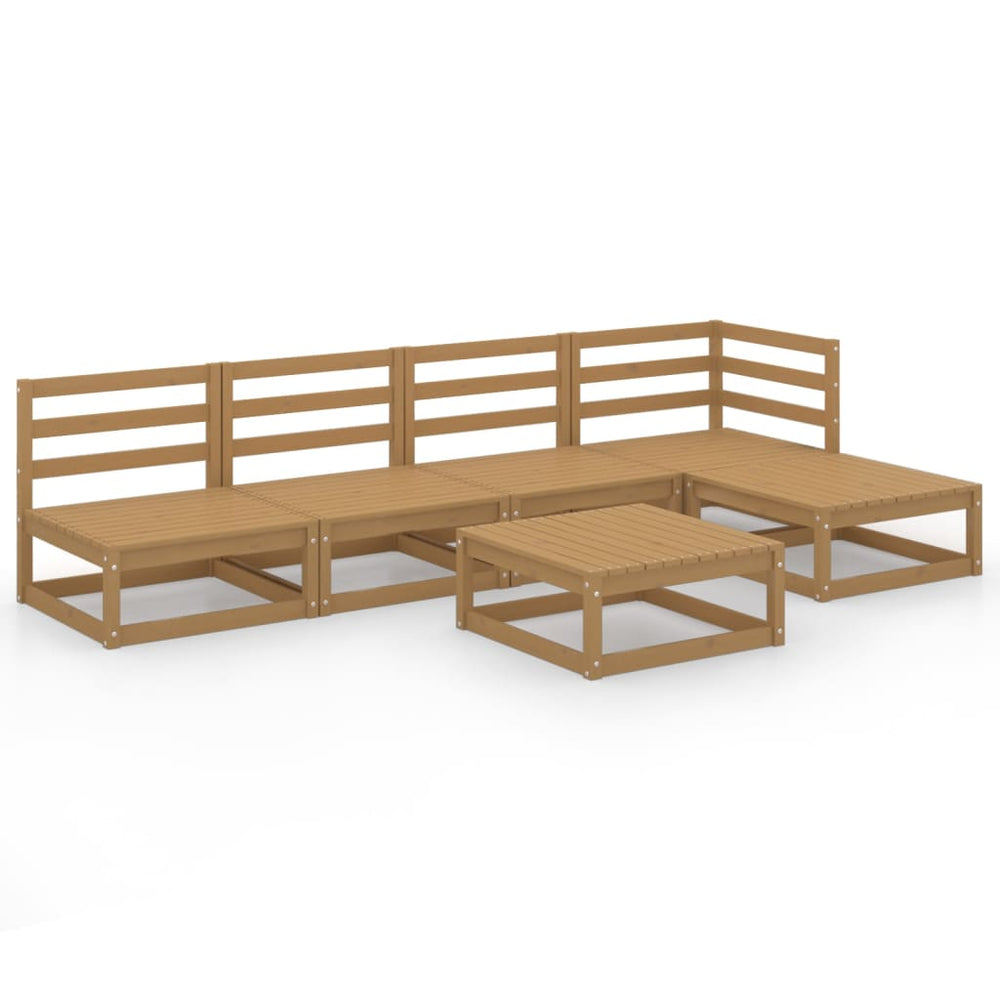6-tlg. Garten-Lounge-Set Honigbraun Massivholz Kiefer