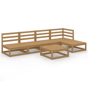 6-tlg. Garten-Lounge-Set Honigbraun Massivholz Kiefer