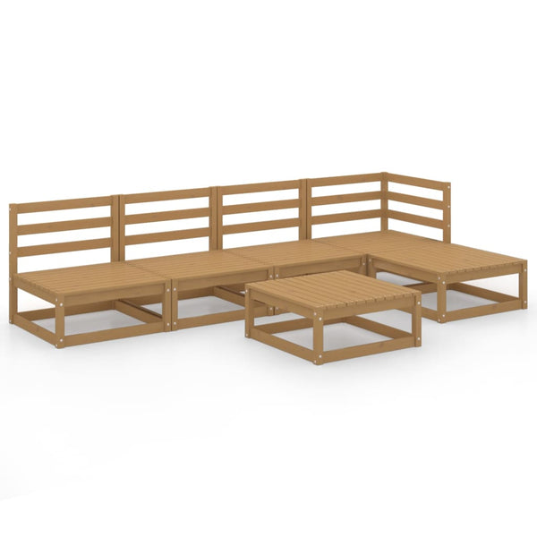 6-tlg. Garten-Lounge-Set Honigbraun Massivholz Kiefer