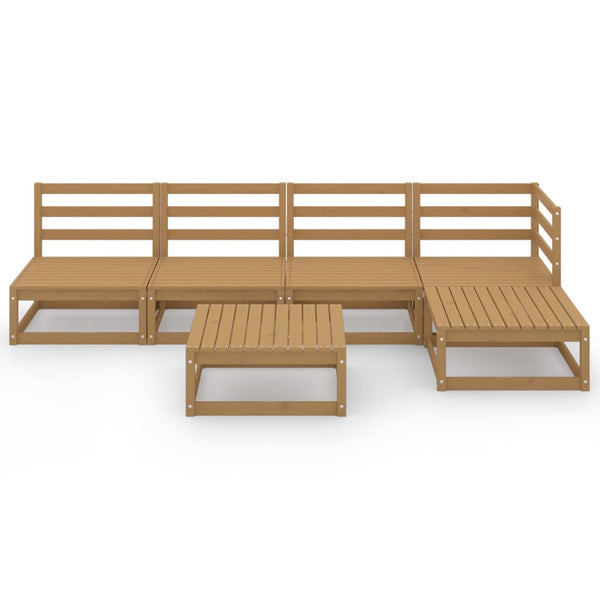 6-tlg. Garten-Lounge-Set Honigbraun Massivholz Kiefer