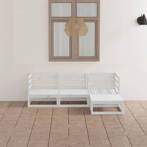 4-tlg. Garten-Lounge-Set Weiß Massivholz Kiefer