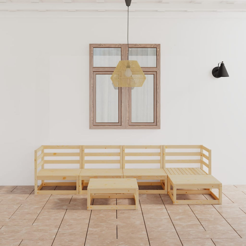 6-tlg. Garten-Lounge-Set Massivholz Kiefer