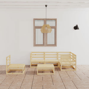 6-tlg. Garten-Lounge-Set Massivholz Kiefer