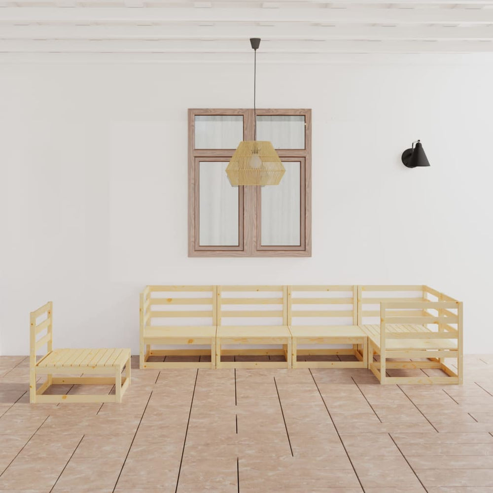 6-tlg. Garten-Lounge-Set Massivholz Kiefer