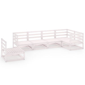 vidaXL Salon de jardin 6 pcs Blanc Bois de pin massif